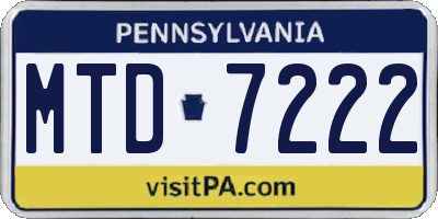 PA license plate MTD7222