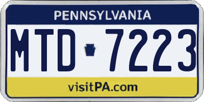 PA license plate MTD7223