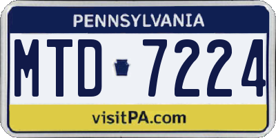 PA license plate MTD7224