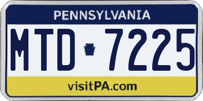 PA license plate MTD7225