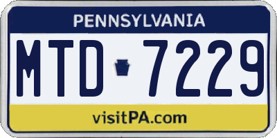 PA license plate MTD7229