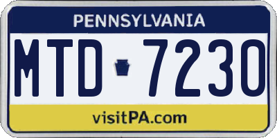 PA license plate MTD7230