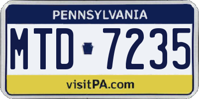 PA license plate MTD7235