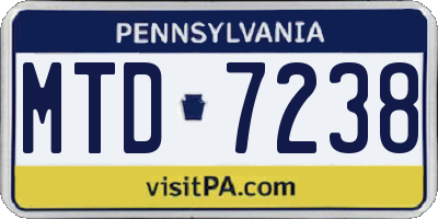 PA license plate MTD7238