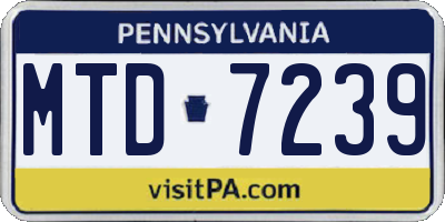 PA license plate MTD7239