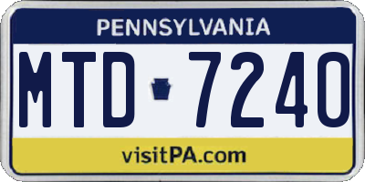 PA license plate MTD7240