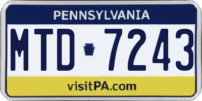 PA license plate MTD7243