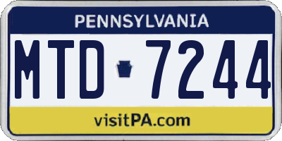 PA license plate MTD7244