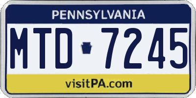 PA license plate MTD7245