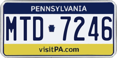 PA license plate MTD7246