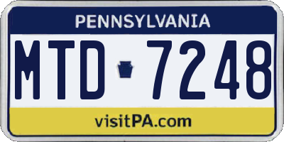 PA license plate MTD7248