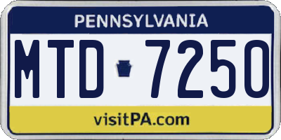 PA license plate MTD7250