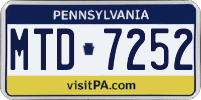 PA license plate MTD7252