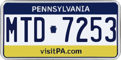 PA license plate MTD7253