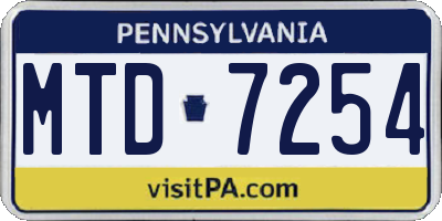 PA license plate MTD7254