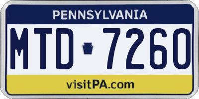 PA license plate MTD7260