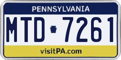PA license plate MTD7261