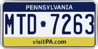 PA license plate MTD7263