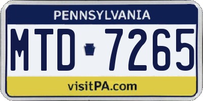 PA license plate MTD7265