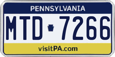PA license plate MTD7266