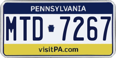 PA license plate MTD7267