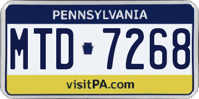 PA license plate MTD7268