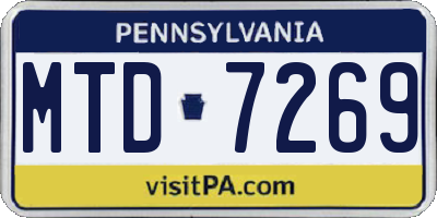 PA license plate MTD7269
