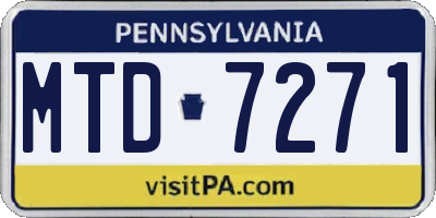 PA license plate MTD7271