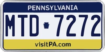 PA license plate MTD7272