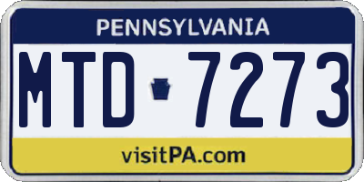 PA license plate MTD7273