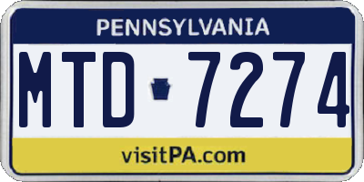 PA license plate MTD7274