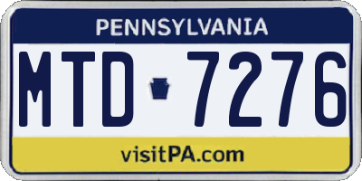 PA license plate MTD7276