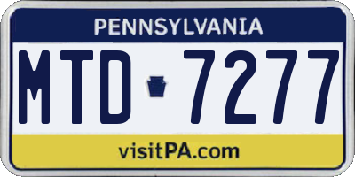 PA license plate MTD7277