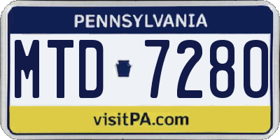 PA license plate MTD7280