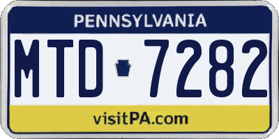PA license plate MTD7282