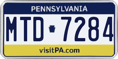 PA license plate MTD7284