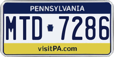 PA license plate MTD7286