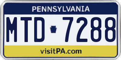 PA license plate MTD7288