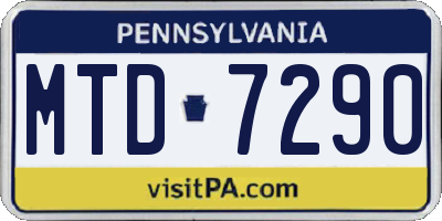 PA license plate MTD7290
