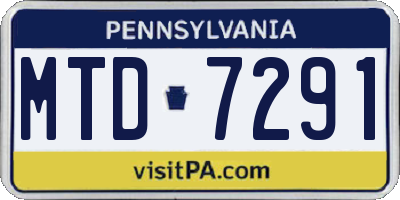 PA license plate MTD7291