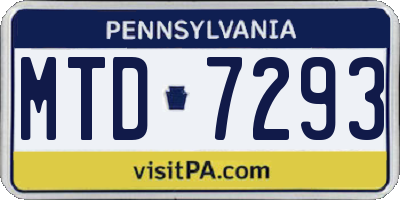 PA license plate MTD7293