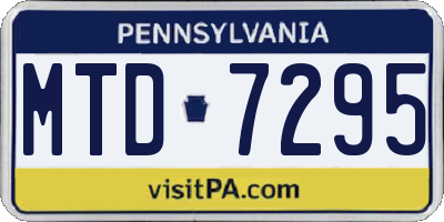 PA license plate MTD7295