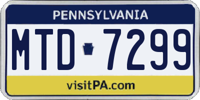 PA license plate MTD7299