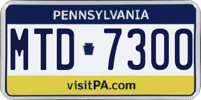 PA license plate MTD7300