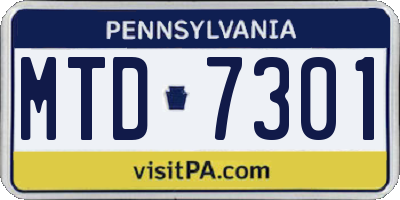 PA license plate MTD7301