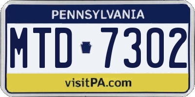 PA license plate MTD7302