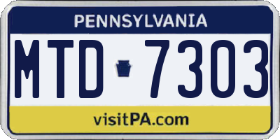 PA license plate MTD7303