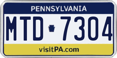 PA license plate MTD7304