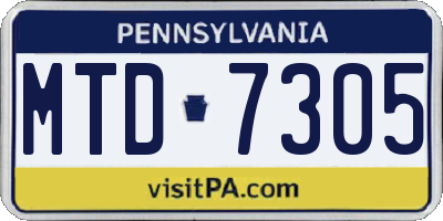 PA license plate MTD7305