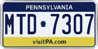 PA license plate MTD7307